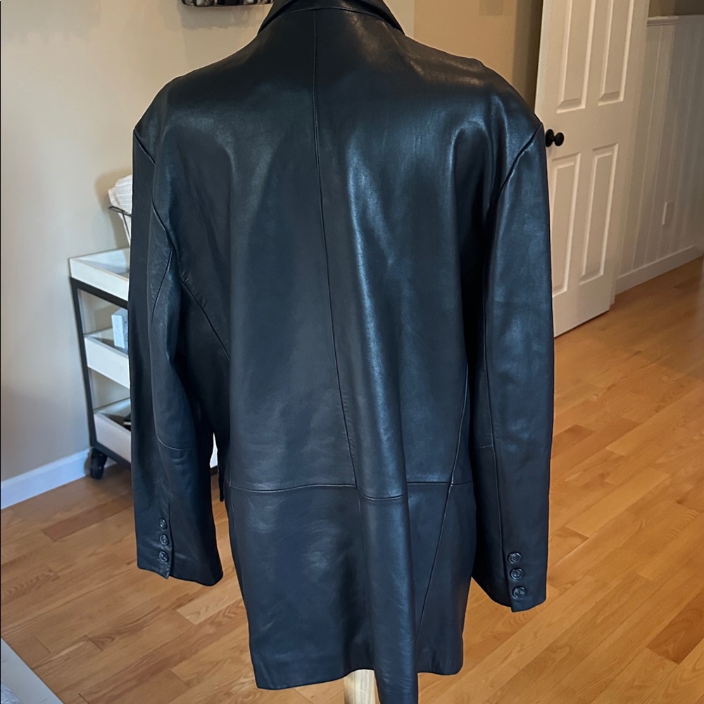 Black Leather Blazer Jacket Super Soft Leather - image 3